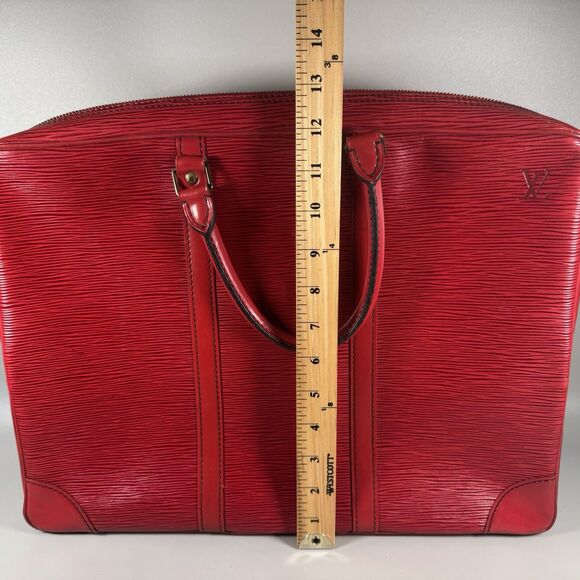 LOUIS VUITTON Porte-Documents Voyage Red Epi Leather Briefcase Bag - Picture 8 of 13